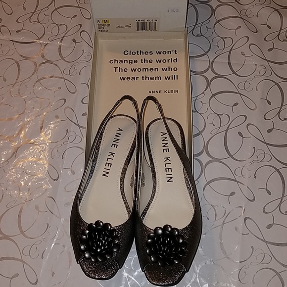 💃HP🎉NIB ANNE KLEIN METALLIC PEEP TOE SLINGBACKS! - Picture 4 of 7
